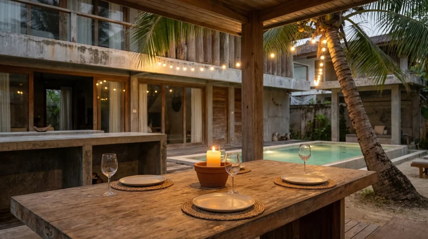 Outdoor dining area at a Siargao Airbnb villa