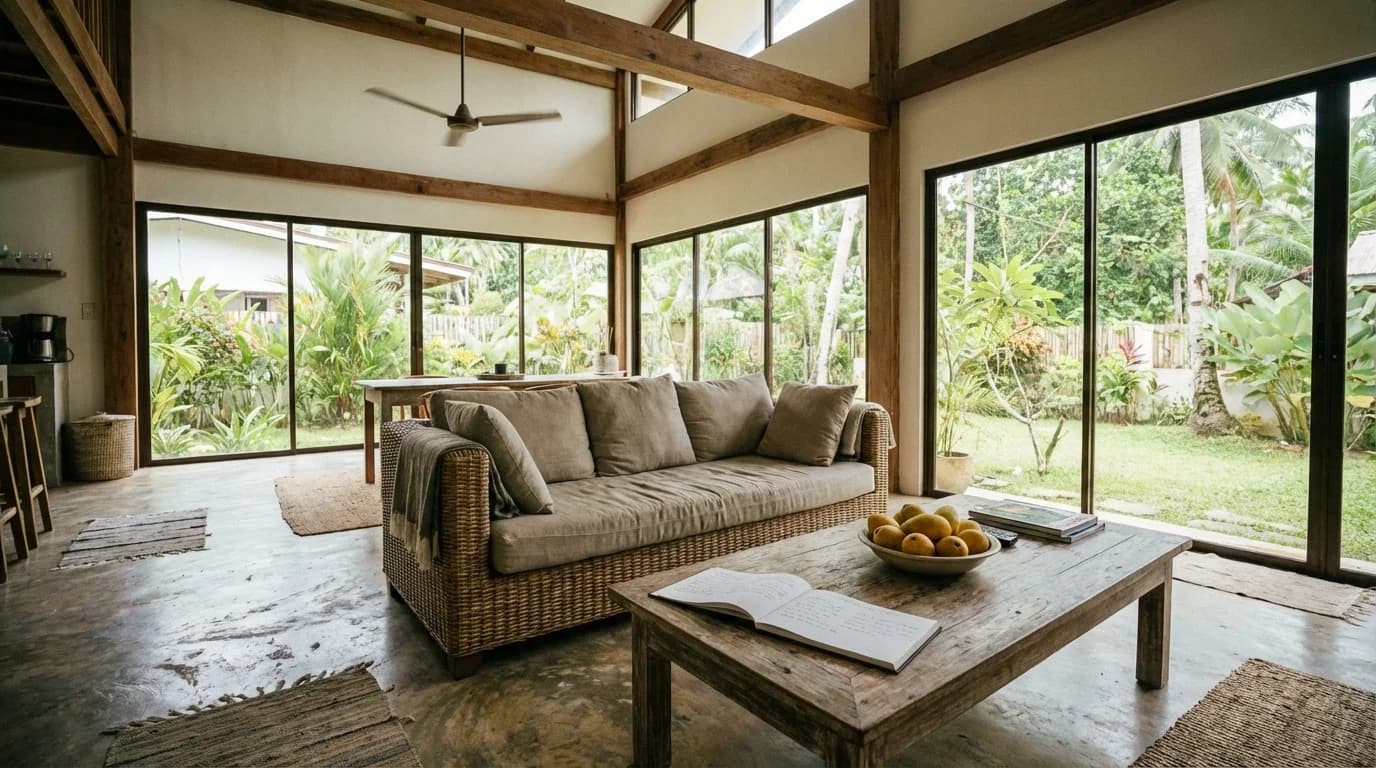 Airbnb-ready villa living room on Siargao