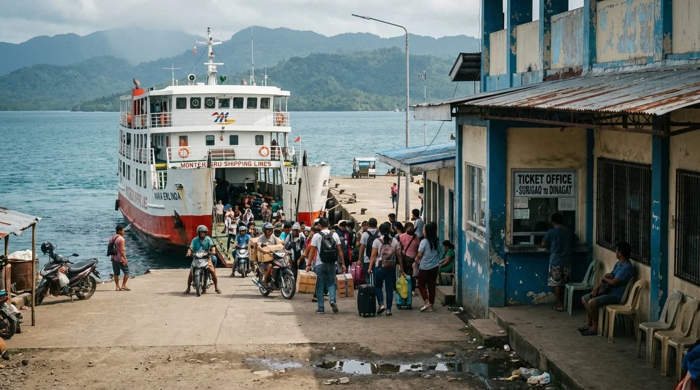 Surigao City port with ferries connecting to Siargao island