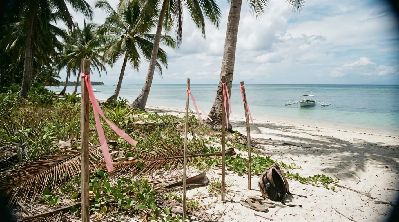 Beachfront lot in Malinao Siargao with coconut palms and white sand