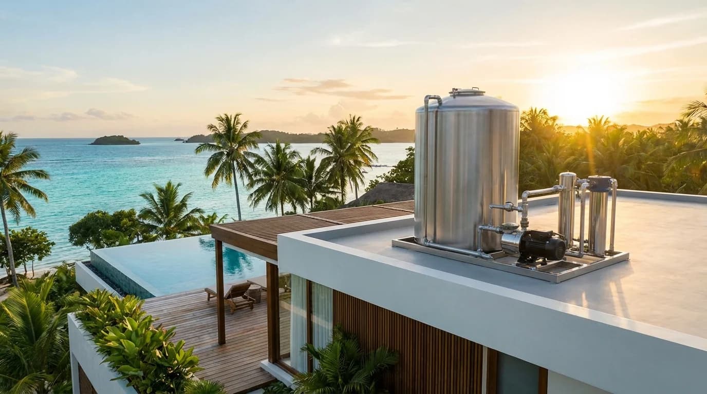 Water storage tank on Siargao villa