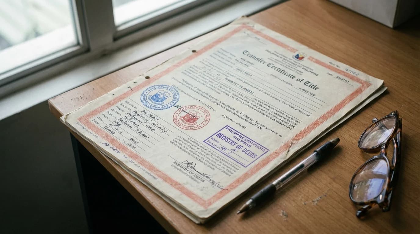Philippine land title document for property ownership