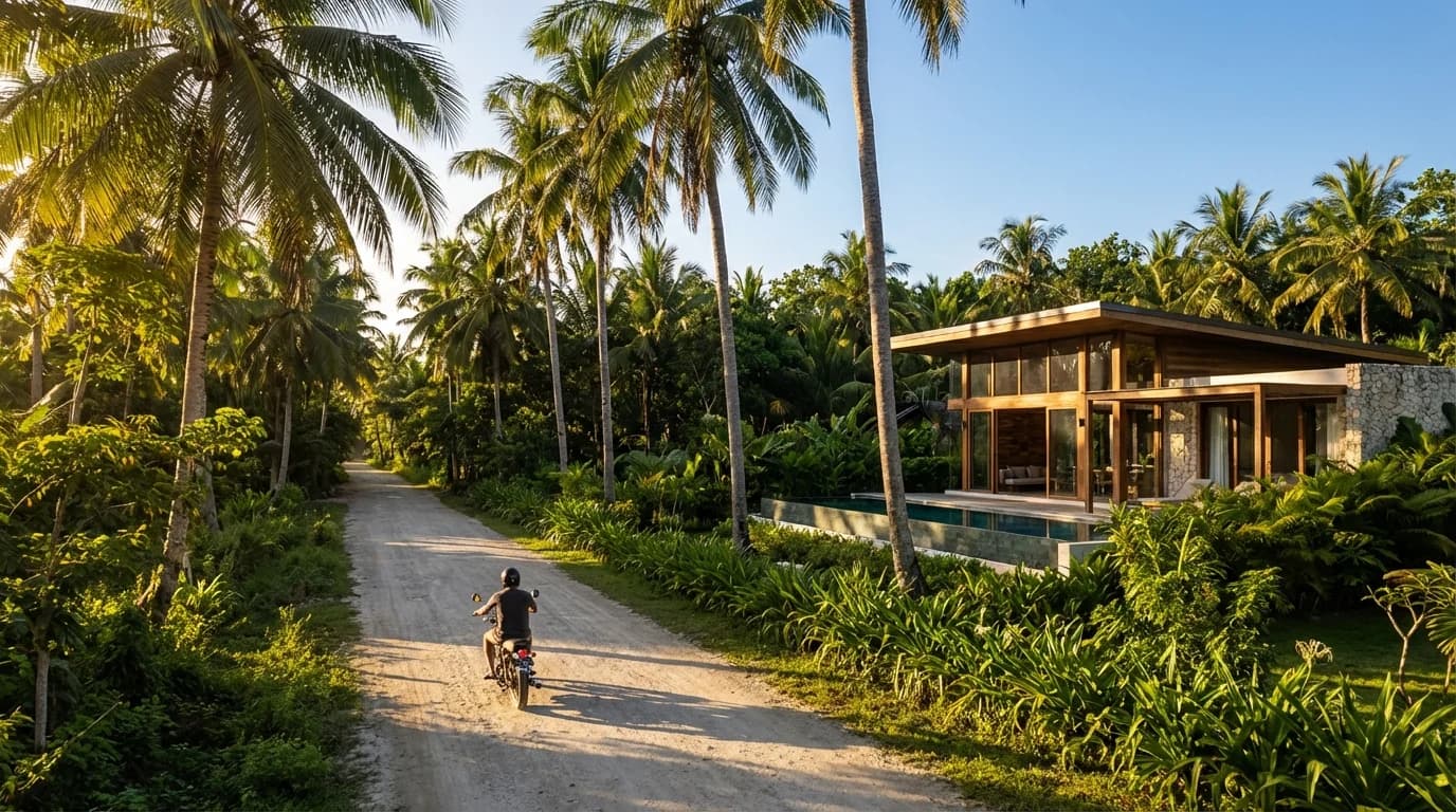 Interior road with available lots on Siargao