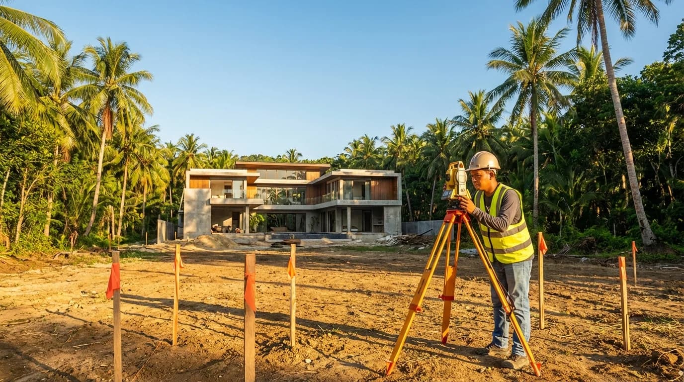 Land surveying on a Siargao property lot