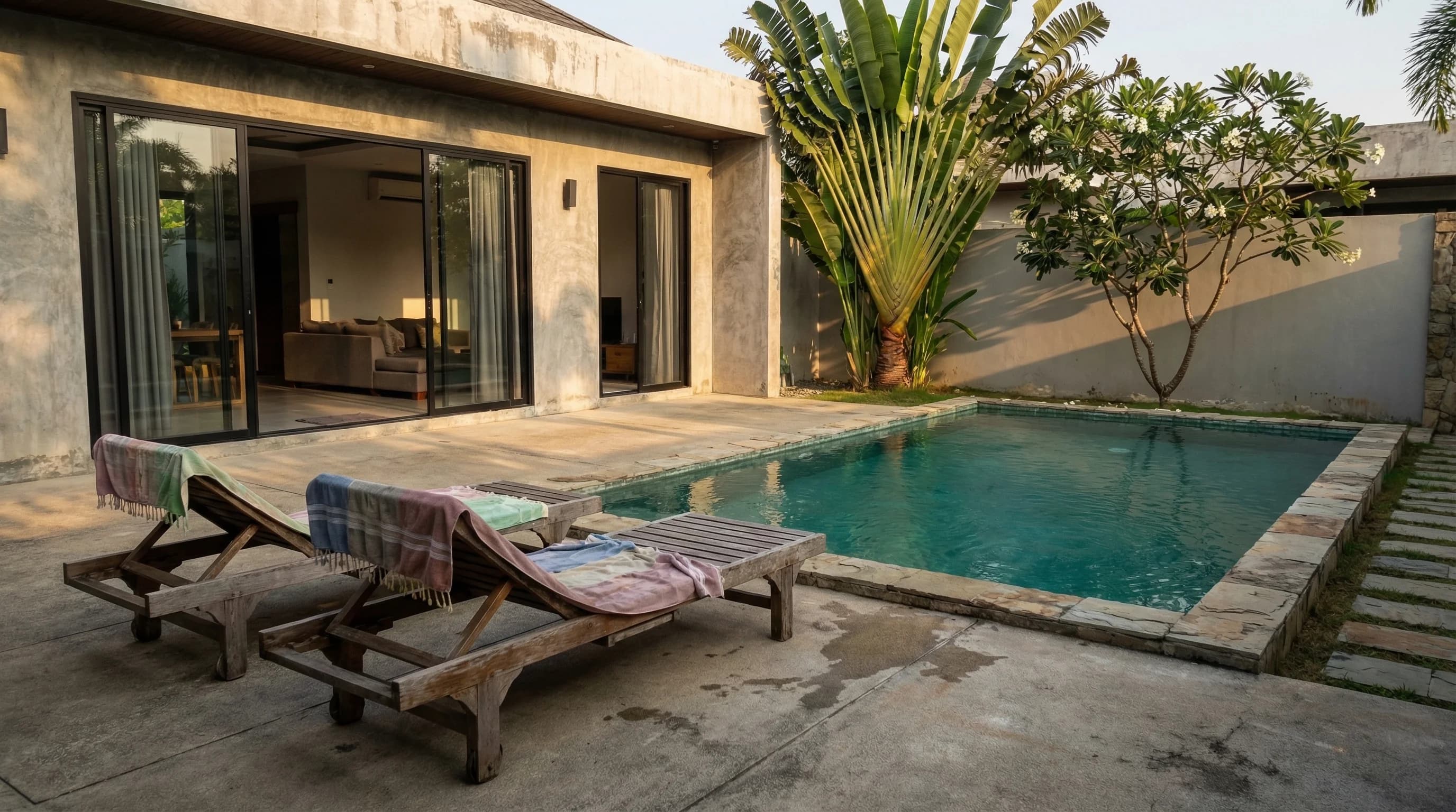 Swimming pool at a modern villa on Siargao Island