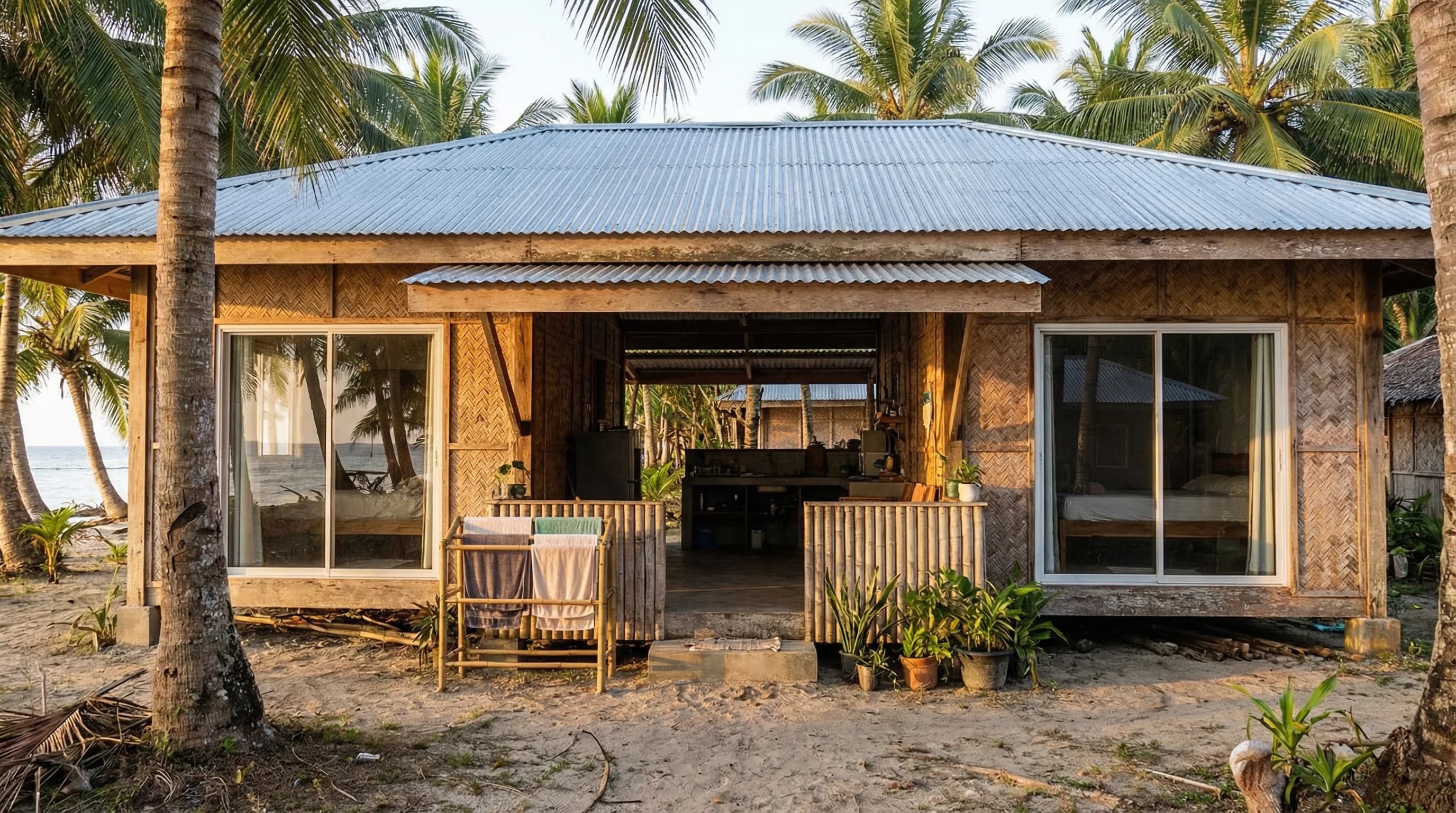 Completed cottage on a beachfront lot in Malinao, Siargao Island