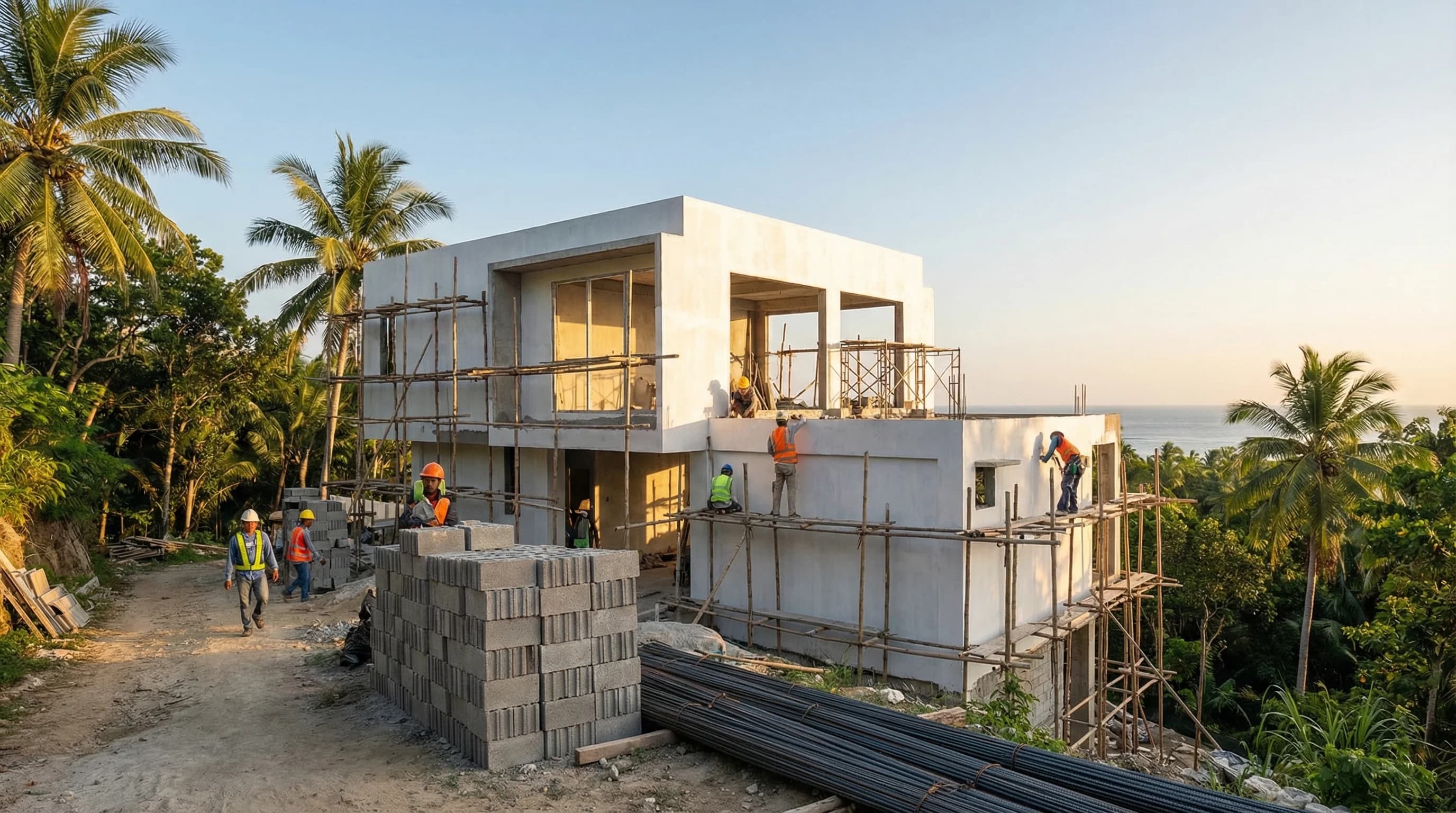 Modern villa under construction on Siargao island